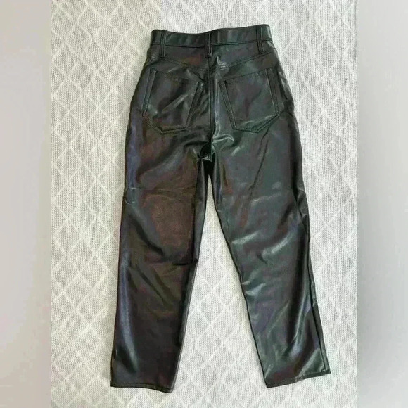 Abercrombie & Fitch Curve Love Vegan Leather Ankle Straight Pant. Black size 27. - Picture 7 of 13